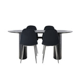 Jídelní stůl Isolde 180*75 – černá / černá MDF + jídelní židle Polar – černý samet / chrom _4