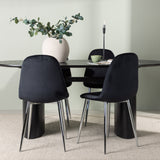 Jídelní stůl Isolde 180*75 – černá / černá MDF + jídelní židle Polar – černý samet / chrom _4