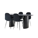 Jídelní stůl Isolde 180*75 – černá / černá MDF + jídelní židle Polar – černý samet / chrom _4