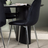 Jídelní stůl Isolde 180*75 – černá / černá MDF + jídelní židle Polar – černý samet / chrom _4