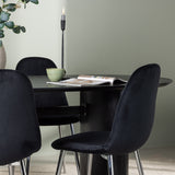 Jídelní stůl Isolde 180*75 – černá / černá MDF + jídelní židle Polar – černý samet / chrom _4