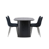 Jídelní stůl Isolde 180*75 – černá / černá MDF + jídelní židle Polar – černý samet / chrom _4