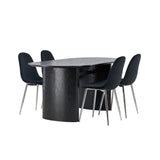 Jídelní stůl Isolde 180*75 – černá / černá MDF + jídelní židle Polar – černý samet / chrom _4