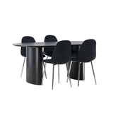 Jídelní stůl Isolde 180*75 – černá / černá MDF + jídelní židle Polar – černý samet / chrom _4