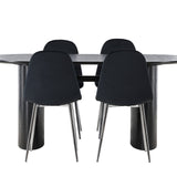 Jídelní stůl Isolde 180*75 – černá / černá MDF + jídelní židle Polar – černý samet / chrom _4