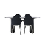 Jídelní stůl Isolde 180*75 – černá / černá MDF + jídelní židle Polar – černý samet / chrom _4