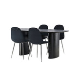 Jídelní stůl Isolde 180*75 – černá / černá MDF + jídelní židle Polar – černý samet / chrom _4