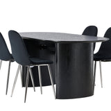 Jídelní stůl Isolde 180*75 – černá / černá MDF + jídelní židle Polar – černý samet / chrom _4