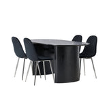 Jídelní stůl Isolde 180*75 – černá / černá MDF + jídelní židle Polar – černý samet / chrom _4