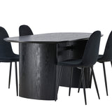 Jídelní stůl Isolde 180*75 - Černá / Černá MDF + Jídelní židle Polar - Černé nohy / Black Velvet _4