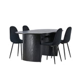 Jídelní stůl Isolde 180*75 - Černá / Černá MDF + Jídelní židle Polar - Černé nohy / Black Velvet _4