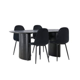 Jídelní stůl Isolde 180*75 - Černá / Černá MDF + Jídelní židle Polar - Černé nohy / Black Velvet _4