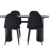 Jídelní stůl Isolde 180*75 - Černá / Černá MDF + Jídelní židle Polar - Černé nohy / Black Velvet _4