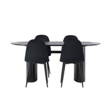 Jídelní stůl Isolde 180*75 - Černá / Černá MDF + Jídelní židle Polar - Černé nohy / Black Velvet _4