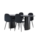 Jídelní stůl Isolde 180*75 - Černá / Černá MDF + Jídelní židle Polar - Černé nohy / Black Velvet _4