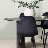 Jídelní stůl Isolde 180*75 - Černá / Černá MDF + Jídelní židle Polar - Černé nohy / Black Velvet _4