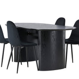 Jídelní stůl Isolde 180*75 - Černá / Černá MDF + Jídelní židle Polar - Černé nohy / Black Velvet _4