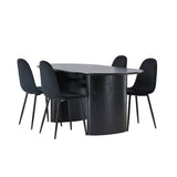 Jídelní stůl Isolde 180*75 - Černá / Černá MDF + Jídelní židle Polar - Černé nohy / Black Velvet _4