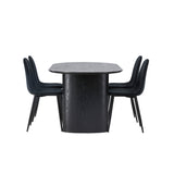 Jídelní stůl Isolde 180*75 - Černá / Černá MDF + Jídelní židle Polar - Černé nohy / Black Velvet _4