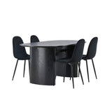 Jídelní stůl Isolde 180*75 - Černá / Černá MDF + Jídelní židle Polar - Černé nohy / Black Velvet _4