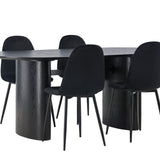 Jídelní stůl Isolde 180*75 - Černá / Černá MDF + Jídelní židle Polar - Černé nohy / Black Velvet _4