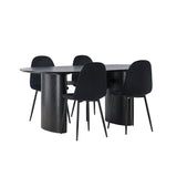 Jídelní stůl Isolde 180*75 - Černá / Černá MDF + Jídelní židle Polar - Černé nohy / Black Velvet _4