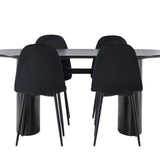 Jídelní stůl Isolde 180*75 - Černá / Černá MDF + Jídelní židle Polar - Černé nohy / Black Velvet _4