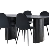 Jídelní stůl Isolde 180*75 - Černá / Černá MDF + Jídelní židle Polar - Černé nohy / Black Velvet _4