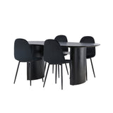 Jídelní stůl Isolde 180*75 - Černá / Černá MDF + Jídelní židle Polar - Černé nohy / Black Velvet _4