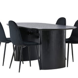 Jídelní stůl Isolde 180*75 - Černá / Černá MDF + Jídelní židle Polar - Černé nohy / Black Velvet _4