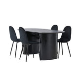 Jídelní stůl Isolde 180*75 - Černá / Černá MDF + Jídelní židle Polar - Černé nohy / Black Velvet _4