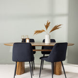 Jídelní stůl Isolda 140*75 – přírodní / přírodní MDF + noční jídelní židle – černá / černý samet _4