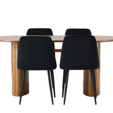 Jídelní stůl Isolda 140*75 – přírodní / přírodní MDF + noční jídelní židle – černá / černý samet _4