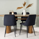 Jídelní stůl Isolda 140*75 – přírodní / přírodní MDF + noční jídelní židle – černá / černý samet _4