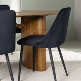 Jídelní stůl Isolda 140*75 – přírodní / přírodní MDF + noční jídelní židle – černá / černý samet _4