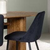 Jídelní stůl Isolda 140*75 – přírodní / přírodní MDF + noční jídelní židle – černá / černý samet _4