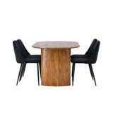 Jídelní stůl Isolda 140*75 – přírodní / přírodní MDF + noční jídelní židle – černá / černý samet _4