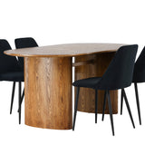 Jídelní stůl Isolda 140*75 – přírodní / přírodní MDF + noční jídelní židle – černá / černý samet _4