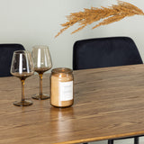 Jídelní stůl Isolda 140*75 – přírodní / přírodní MDF + noční jídelní židle – černá / černý samet _4