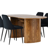 Jídelní stůl Isolda 140*75 – přírodní / přírodní MDF + noční jídelní židle – černá / černý samet _4