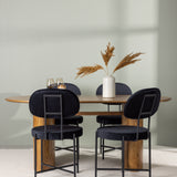 Isolde Jídelní stůl 140*75 - Nature / Nature MDF + Jídelní židle Stella - Black / Black Velvet _4