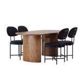 Isolde Jídelní stůl 140*75 - Nature / Nature MDF + Jídelní židle Stella - Black / Black Velvet _4