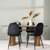 Jídelní stůl Isolda 140*75 - Nature / Nature MDF + Jídelní židle Polar - Černé nohy / Black Velvet _4