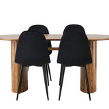 Jídelní stůl Isolda 140*75 - Nature / Nature MDF + Jídelní židle Polar - Černé nohy / Black Velvet _4