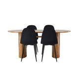 Jídelní stůl Isolda 140*75 - Nature / Nature MDF + Jídelní židle Polar - Černé nohy / Black Velvet _4