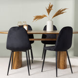 Jídelní stůl Isolda 140*75 - Nature / Nature MDF + Jídelní židle Polar - Černé nohy / Black Velvet _4