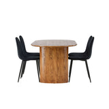 Jídelní stůl Isolda 140*75 - Nature / Nature MDF + Jídelní židle Polar - Černé nohy / Black Velvet _4