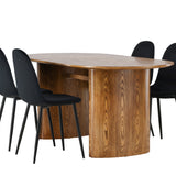 Jídelní stůl Isolda 140*75 - Nature / Nature MDF + Jídelní židle Polar - Černé nohy / Black Velvet _4