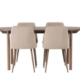 Andy jídelní stůl 180*75 - přírodní / přírodní MDF + noční jídelní židle - tmavý ořech / mocca / hnědá látka _4