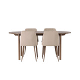 Andy jídelní stůl 180*75 - přírodní / přírodní MDF + noční jídelní židle - tmavý ořech / mocca / hnědá látka _4